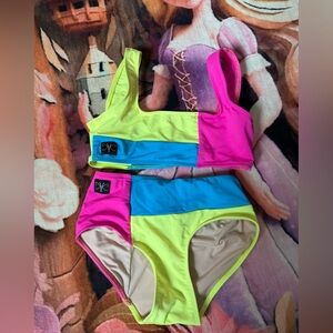 Colorblock kids dance wear kandi kouture.